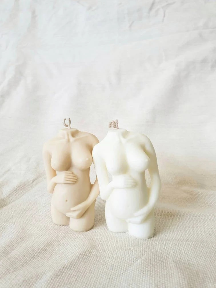 Pregnant Women Holding Belly Soy Candle